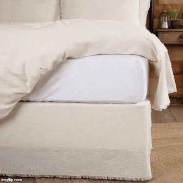 Burlap Vintage/Antique White/Natural Fringed Bed Skirts VHC Brands - The Fox Decor